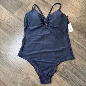 Shade & Shore One Piece Swimsuit High Leg Cheeky‎ Navy Plus Size 20 NWT